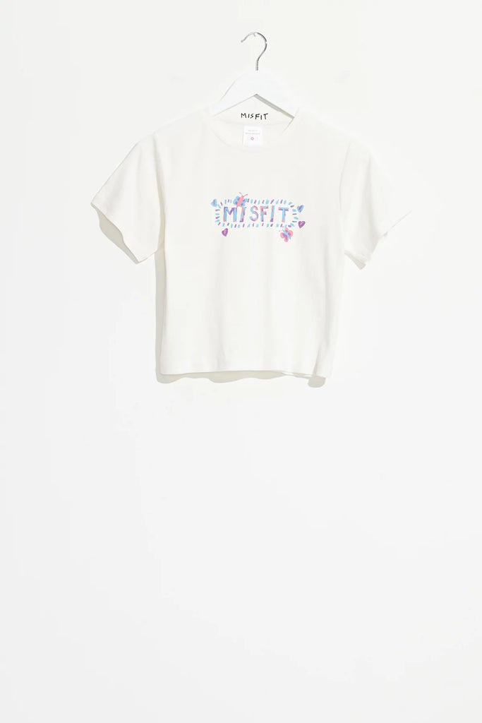 SP22 Misfit Friends & Strangers Baby Tee Washed White